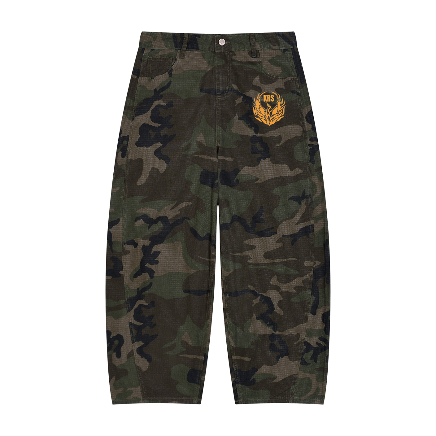 Forever Rising Camo Barrel Leg Cargo Pants