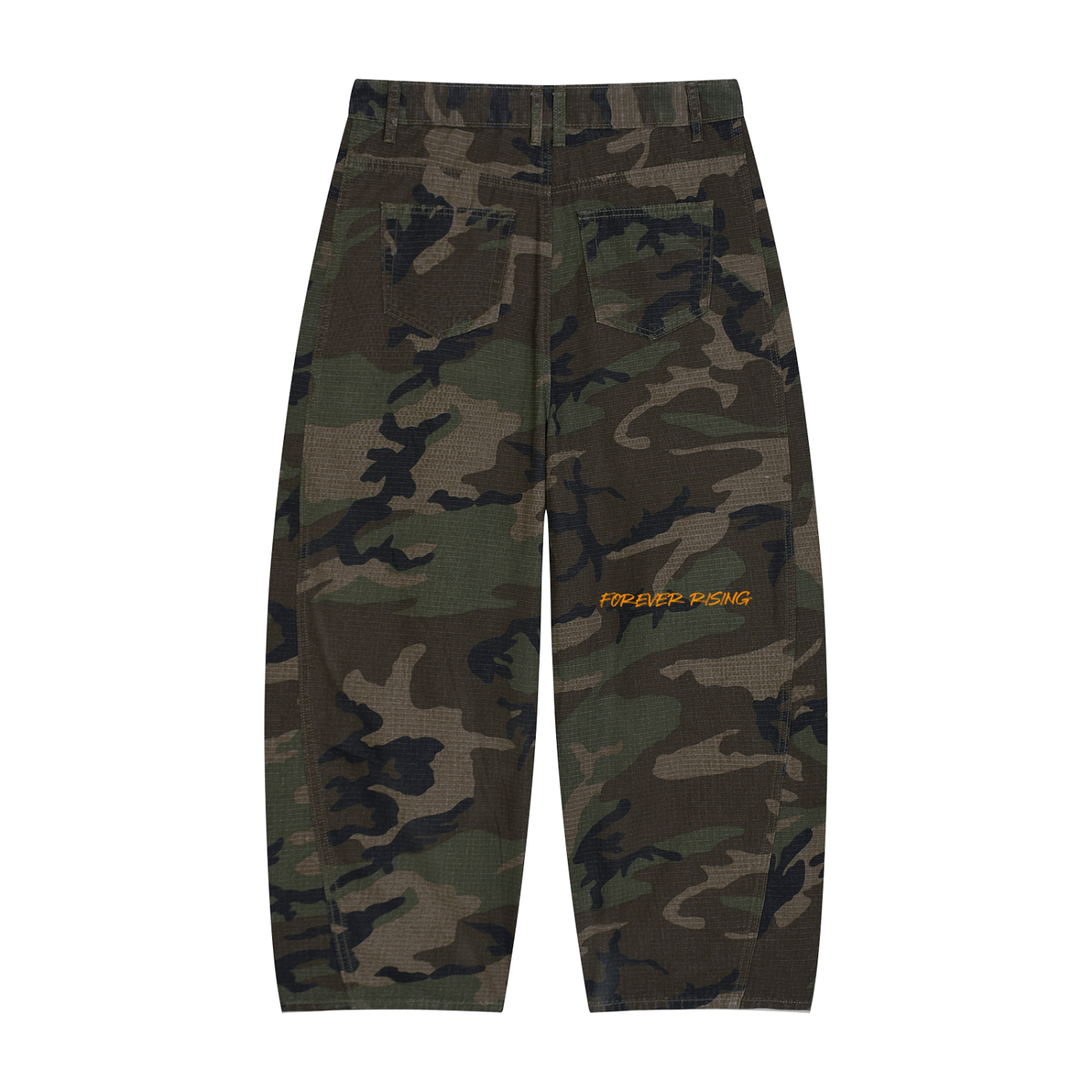 Forever Rising Camo Barrel Leg Cargo Pants